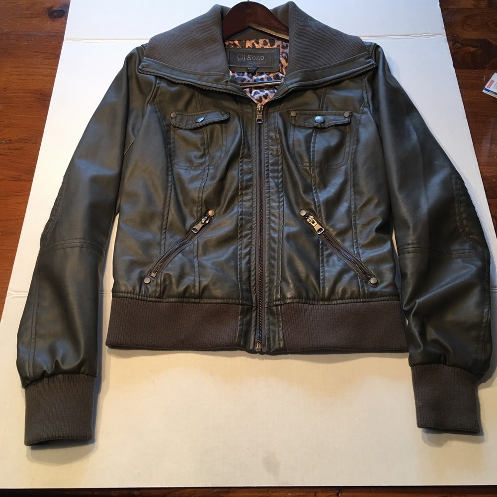 Grey Vegan leather jacket